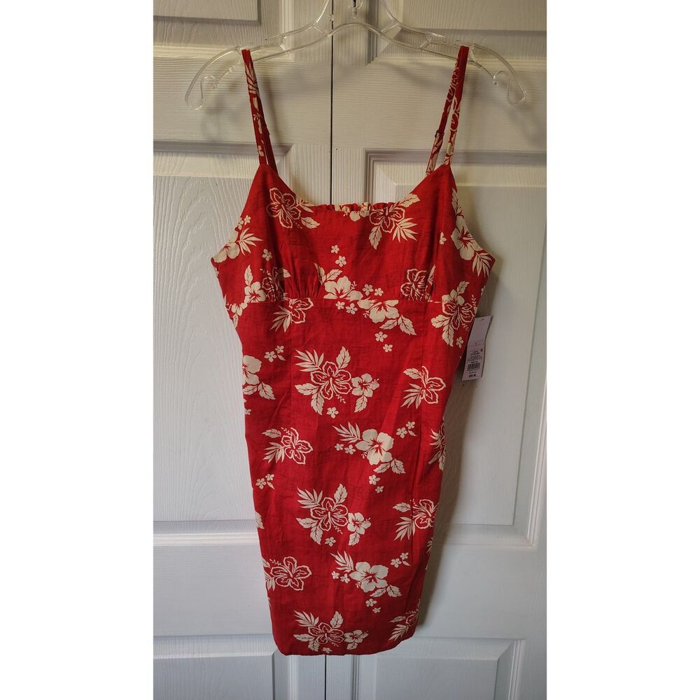 Wild Fable NWT Red Floral Hibiscus Slip Dress Tropical Camisole Mini Size Large